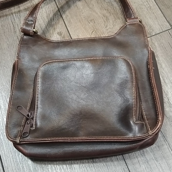 Togo Vintage Faux Leather Crossbody Purse Brown - Picture 3 of 7